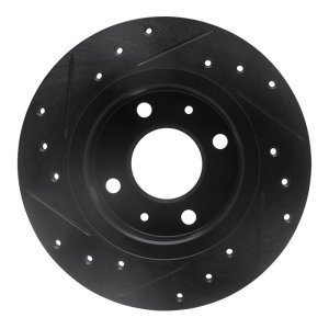 Nissan Tsuru Brake Rotor (1) - Front Right - R1 Concepts - Drilled & Slotted - Black - `86-`06